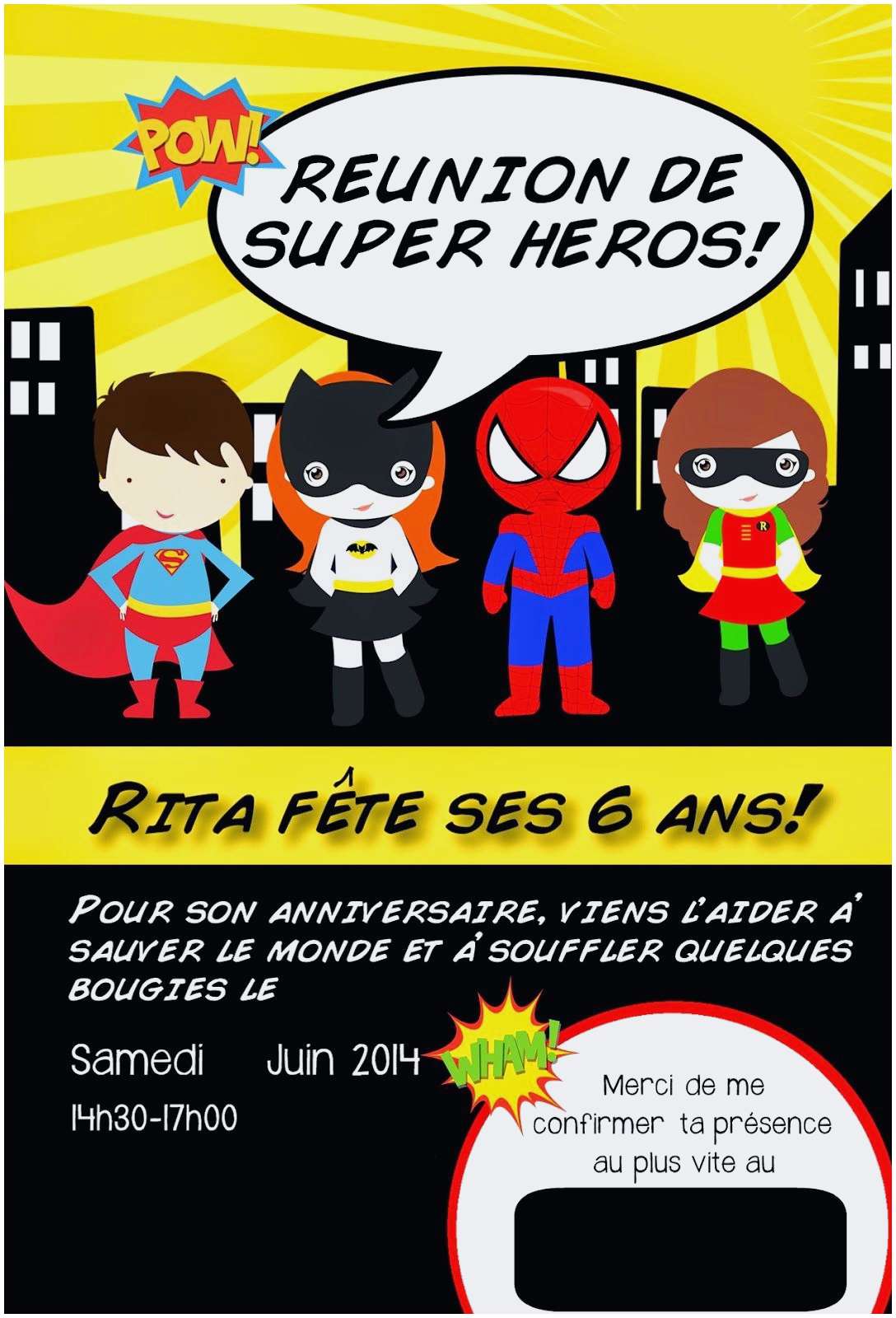 Texte pour invitation anniversaire super heros