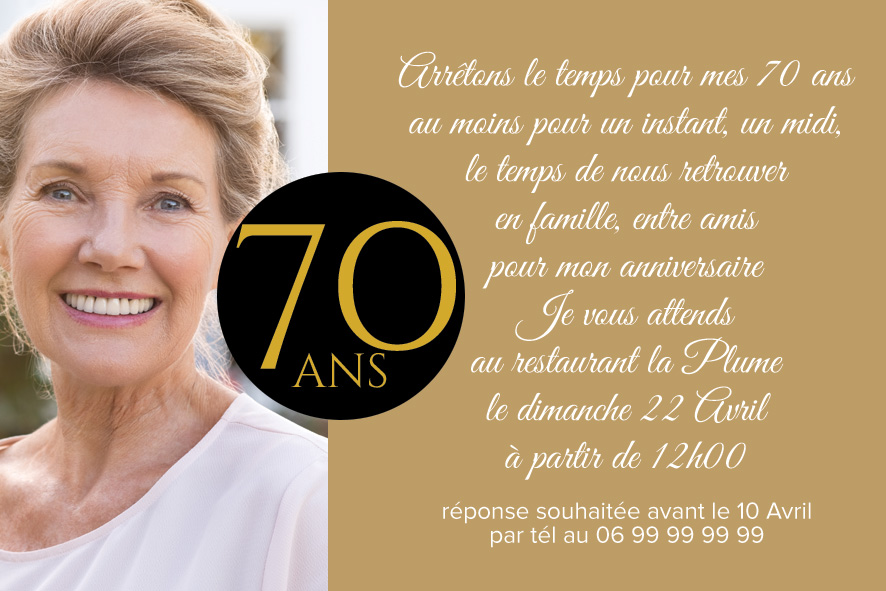 Carte invitation gratuite anniversaire 70 ans