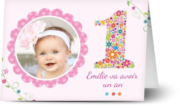 Carte d'invitation anniversaire bébé 1 an gratuit