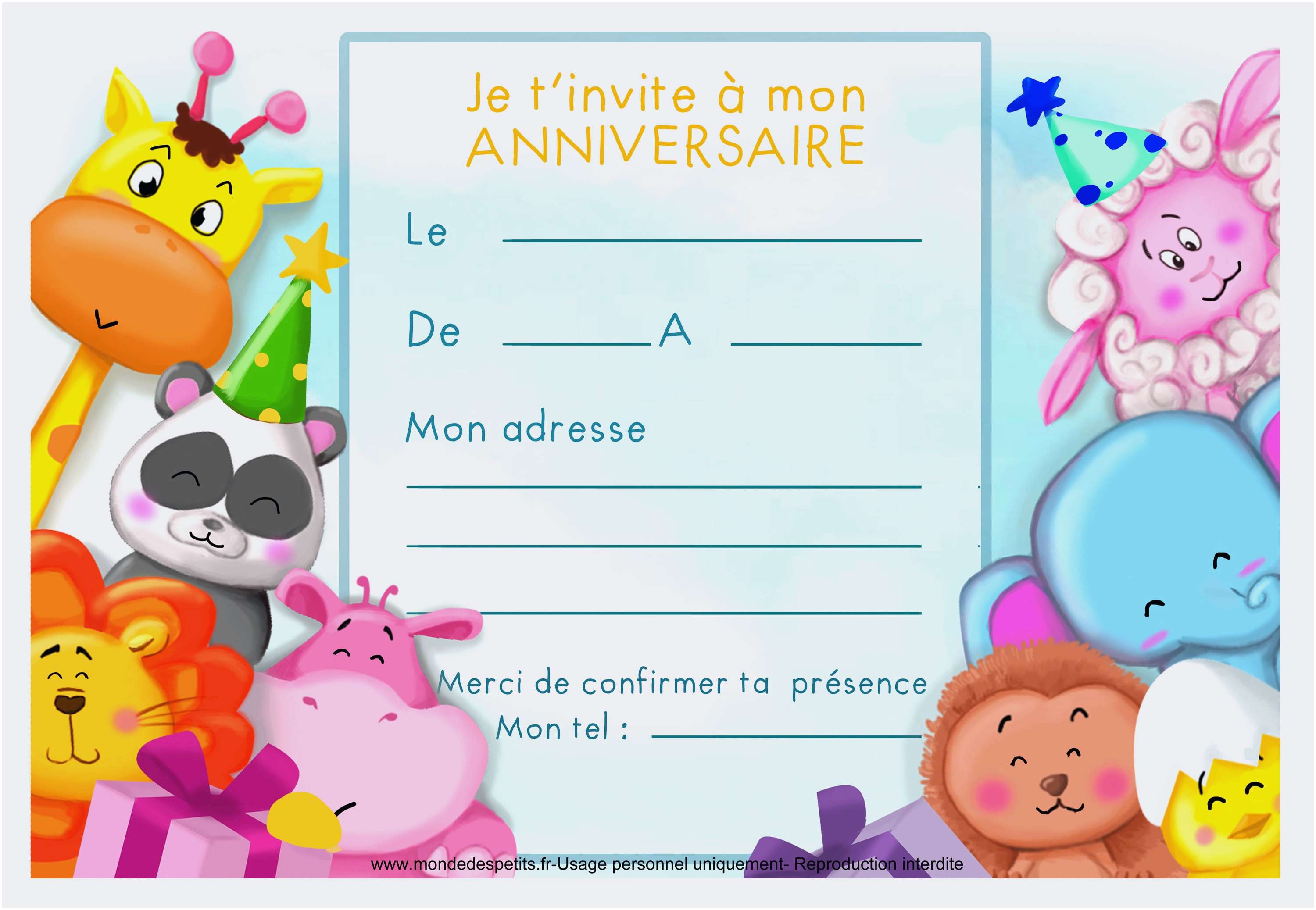 Carte d'invitation anniversaire fille 4 ans gratuite