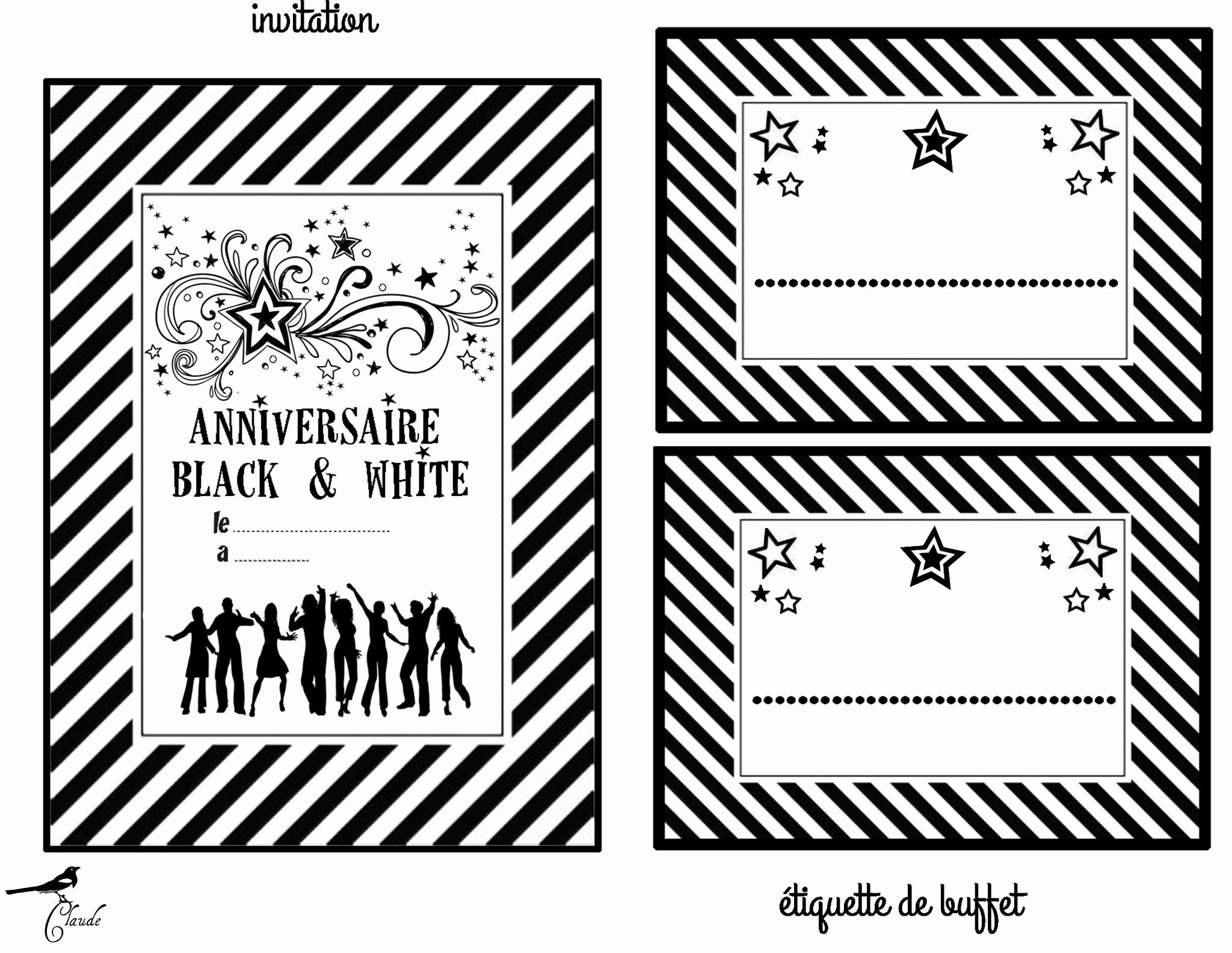 Carte anniversaire a imprimer en noir et blanc