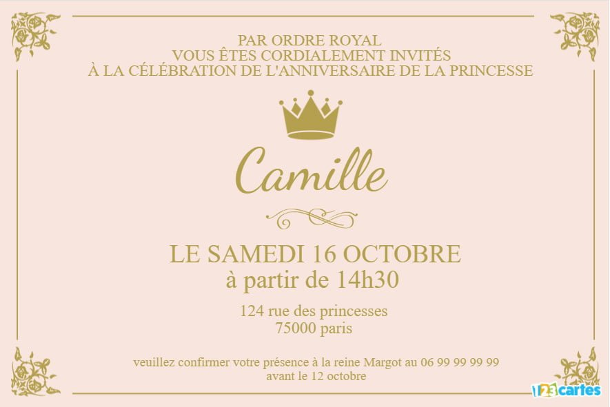 Carte anniversaire royal