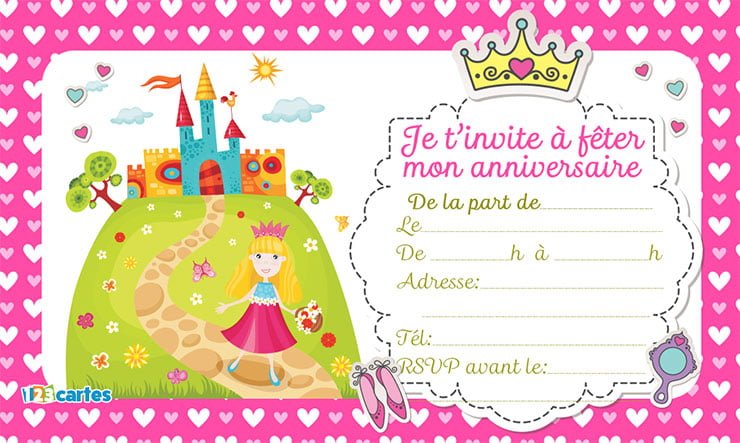 Carte virtuelle anniversaire fille princesse