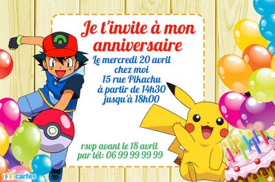 Texte invitation anniversaire pokemon