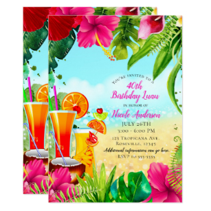 Carte invitation anniversaire hawaï