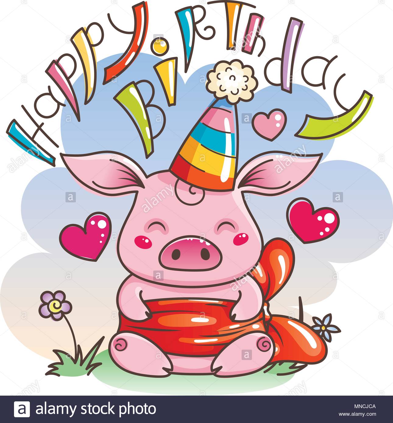 Carte anniversaire petit cochon