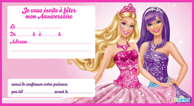 Carte d'invitation anniversaire gratuite à imprimer pour fille violetta