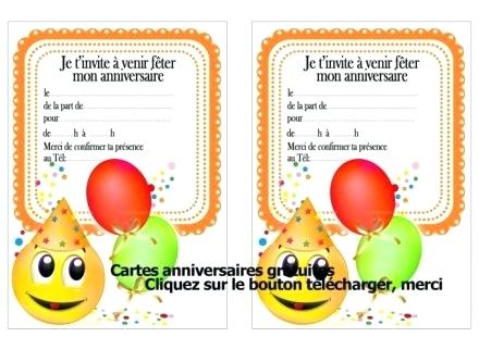 Carte invitation anniversaire smiley gratuit