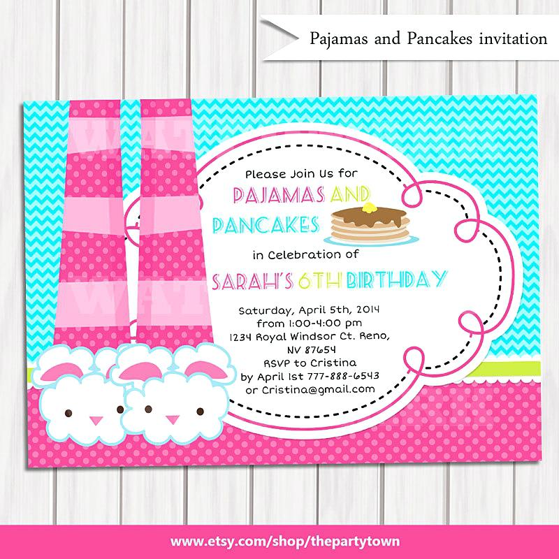 Carte invitation anniversaire fille soirée pyjama