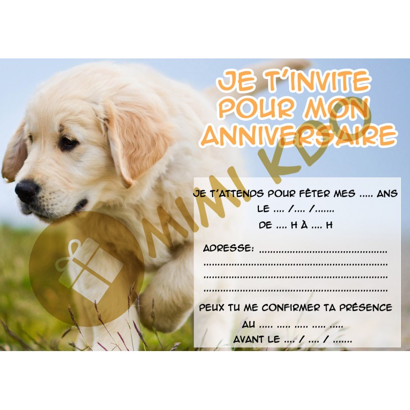 Carte anniversaire chien golden retriever