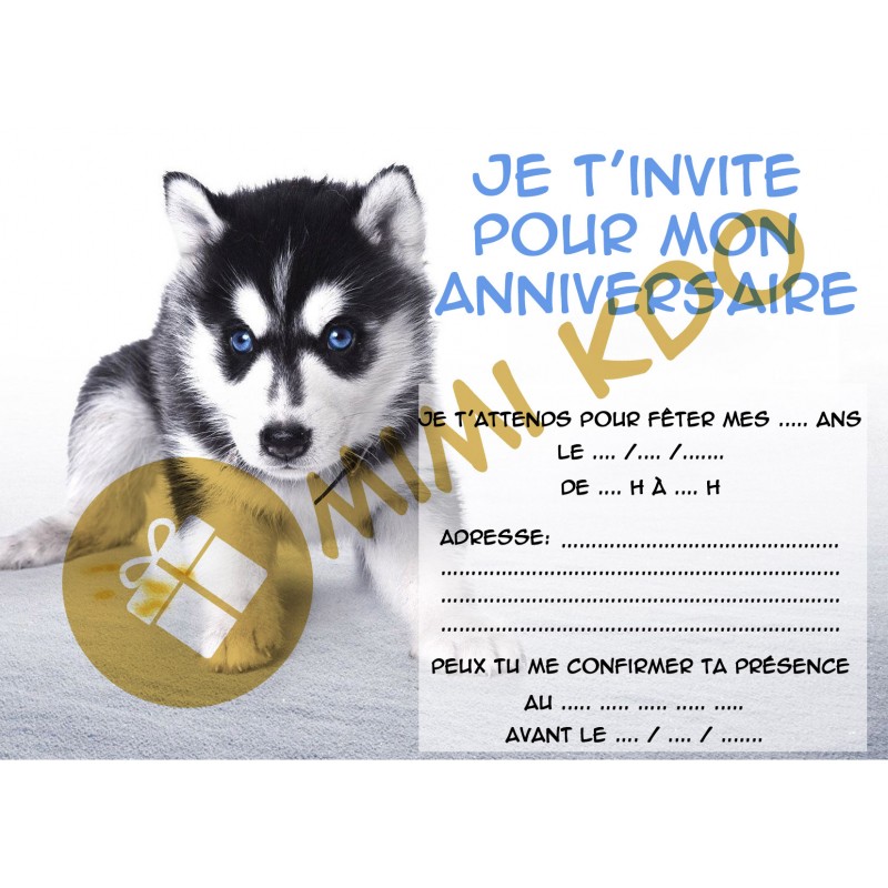Carte anniversaire chien husky