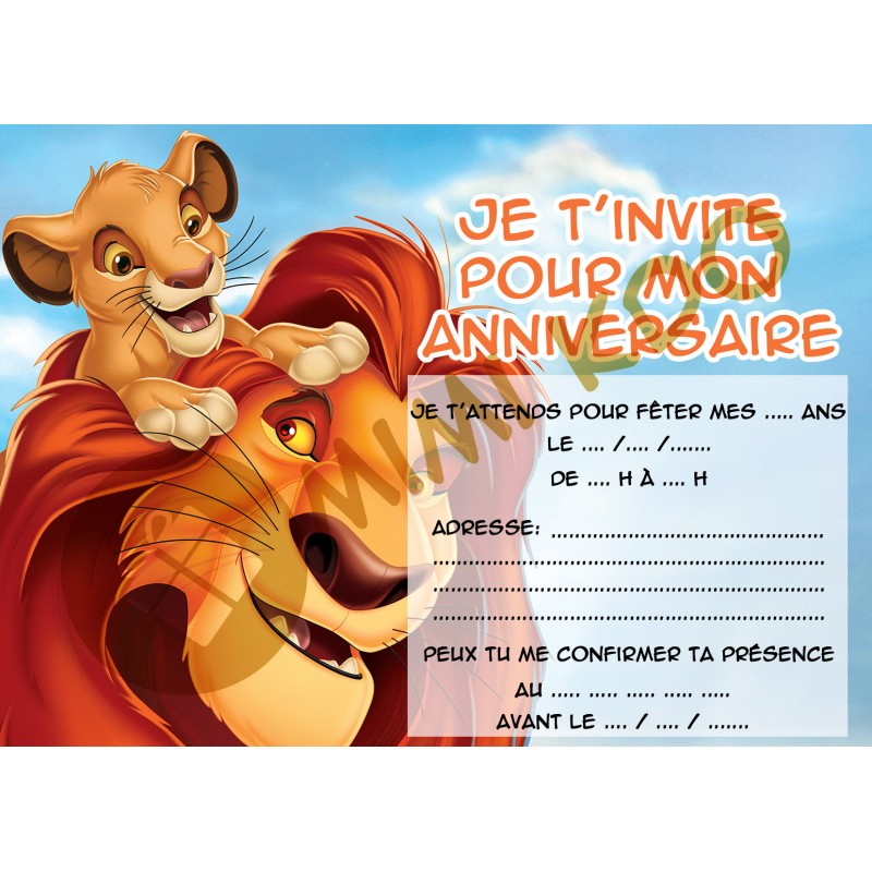 Carte d'invitation anniversaire lion