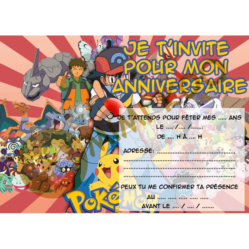 Carte anniversaire garcon pokemon