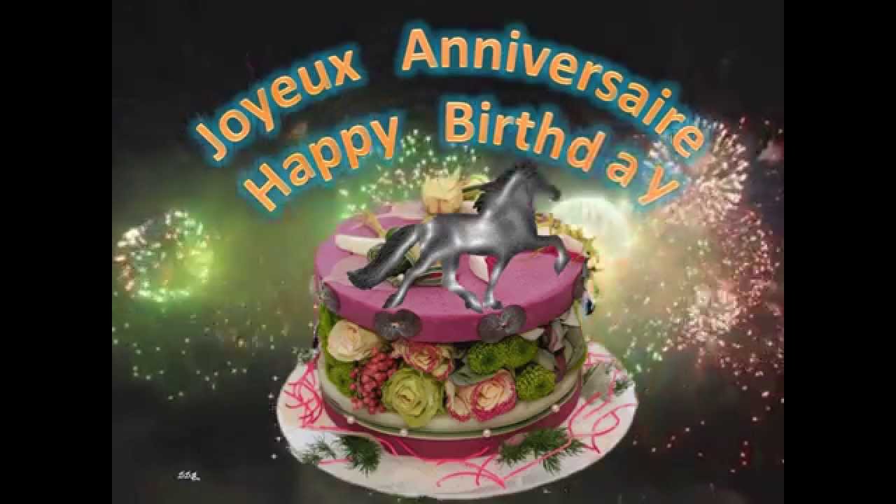 Carte anniversaire virtuelle animée cheval