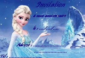 Carte invitation anniversaire fille reine des neiges gratuite à imprimer