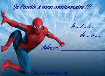 Carte invitation anniversaire à imprimer spiderman