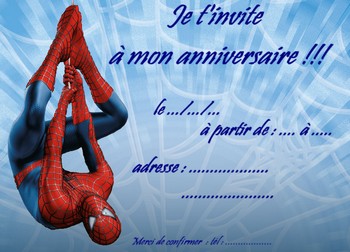 Carte d invitation anniversaire spiderman gratuite à imprimer