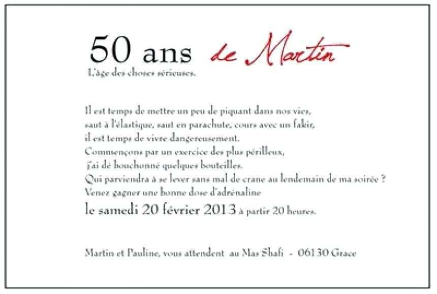 Texte carte invitation anniversaire 50 ans homme