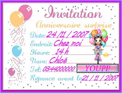 Modèles carte d'invitation anniversaire