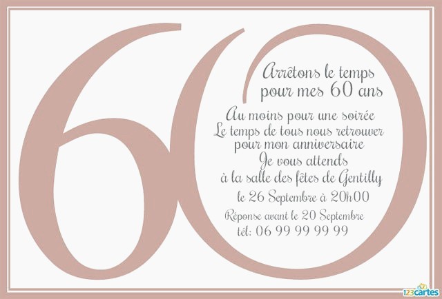 Modèle carte invitation anniversaire 60 ans gratuit