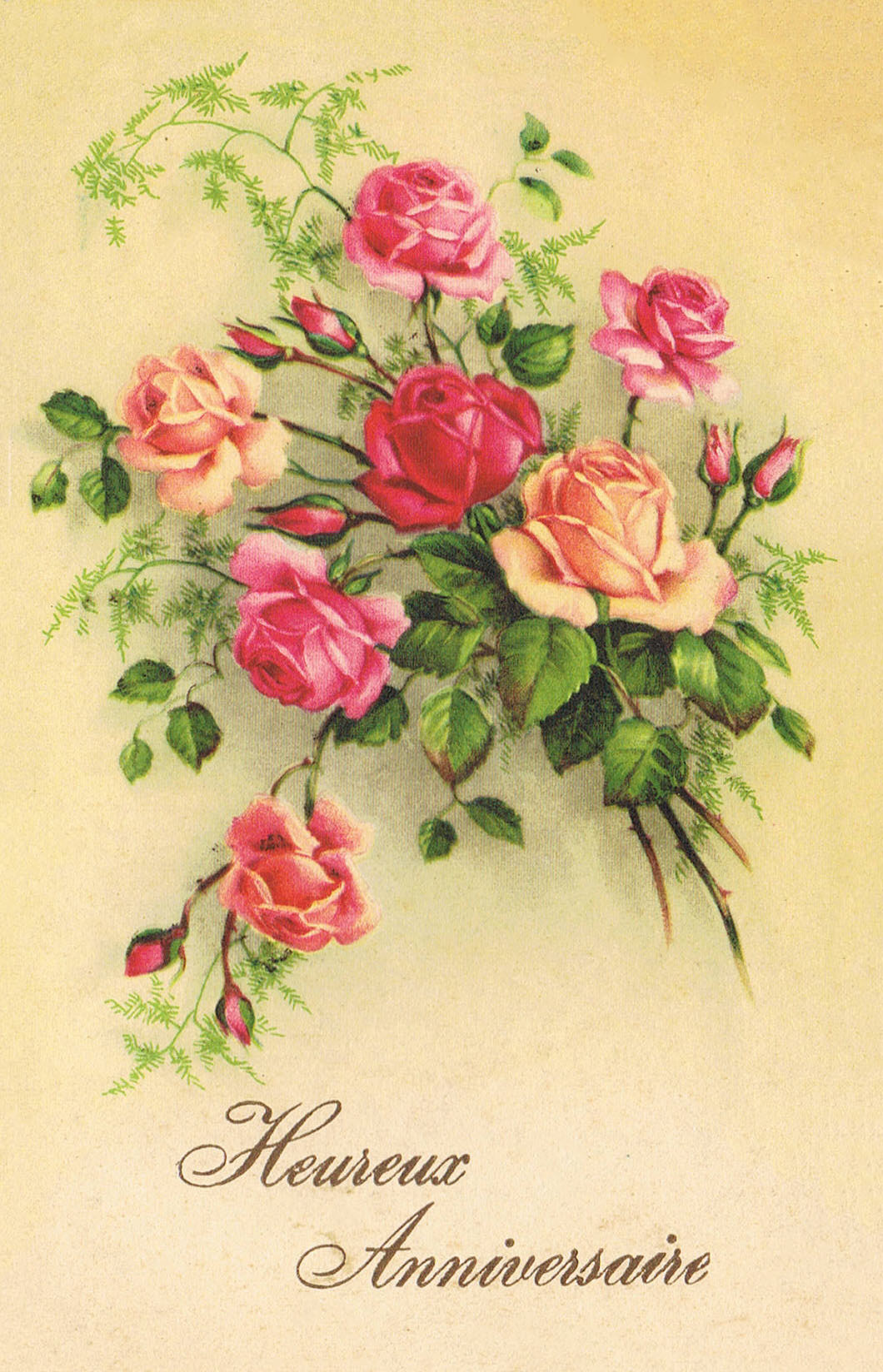 Carte bon anniversaire roses