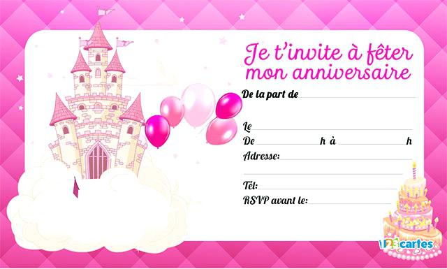 Carte invitation anniversaire chateau