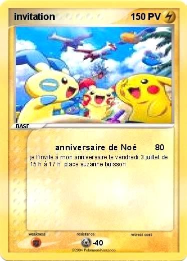 Carte d invitation anniversaire pokemon
