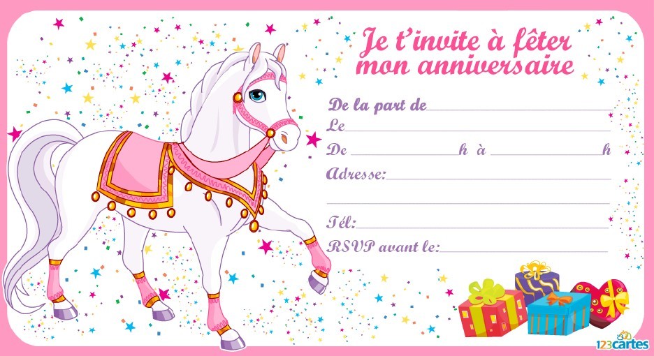 Carte anniversaire imprimer cheval