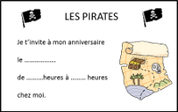 Carte d'invitation anniversaire pirate fille