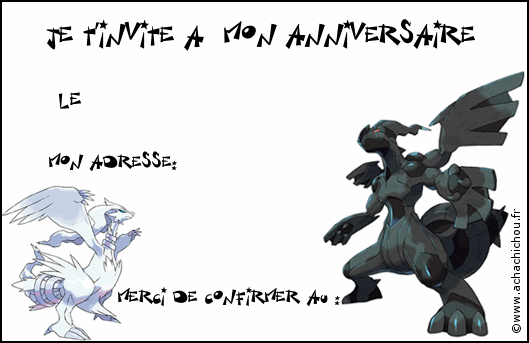 Carte invitation anniversaire à imprimer pokemon