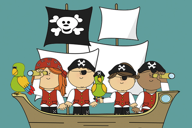 Carte anniversaire bateau pirate