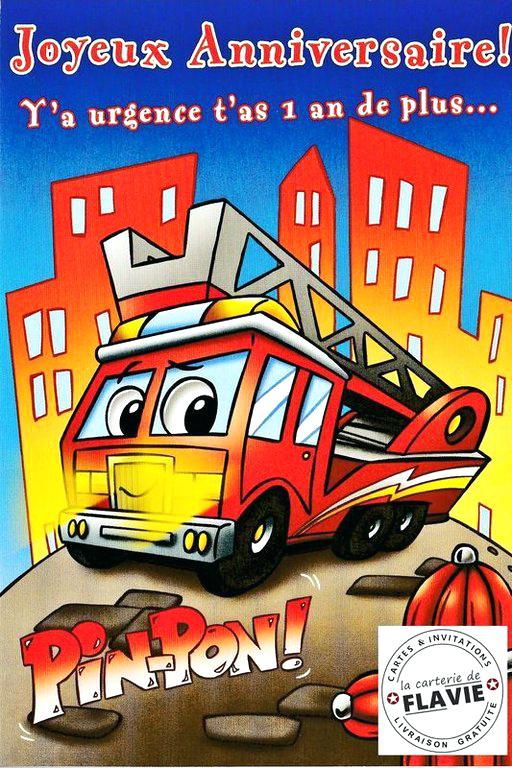 Carte bon anniversaire pompier