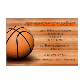 Carte invitation anniversaire basketball imprimer