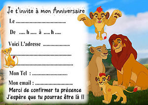 Carte d'invitation anniversaire roi lion