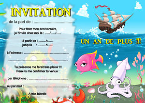 Carte invitation anniversaire poissons