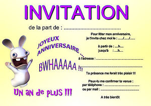 Carte d'invitation anniversaire lapin