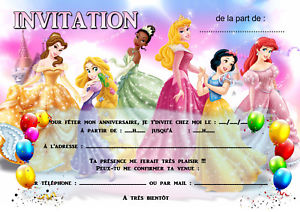 Carte anniversaire invitation princesse