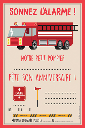 Carte invitation anniversaire pompier adulte