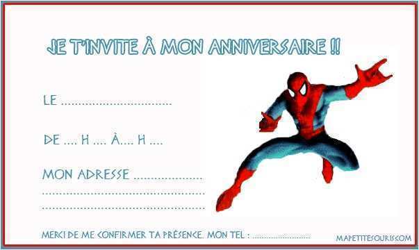 Carte d'invitation anniversaire spiderman gratuite à imprimer