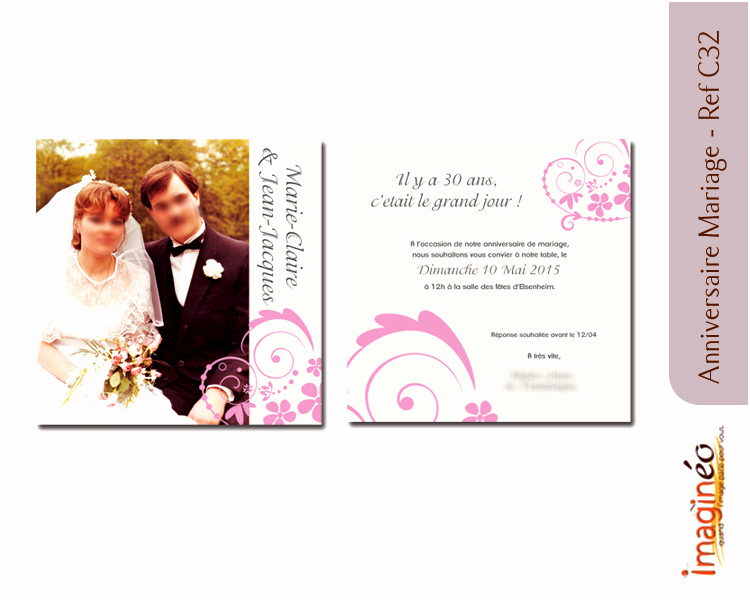 Texte invitation anniversaire 30 ans mariage