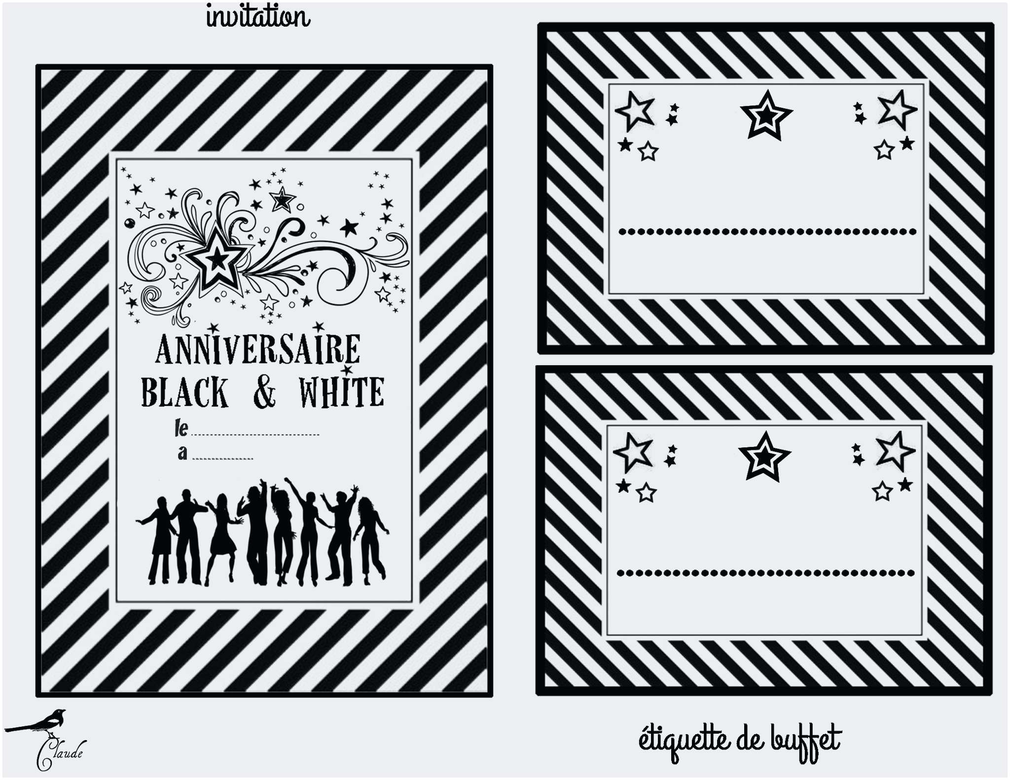 Texte invitation anniversaire noir et blanc