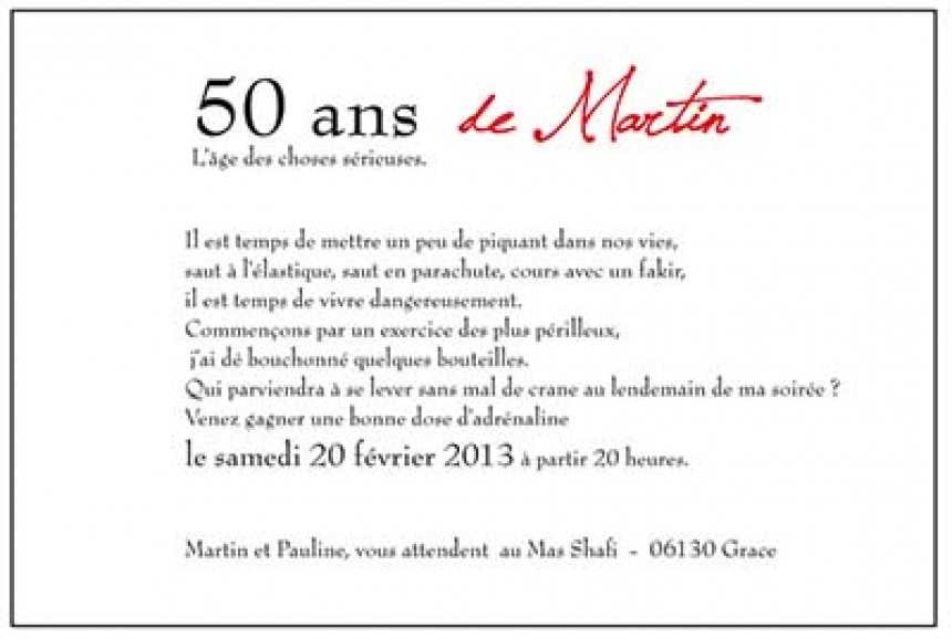Texte invitation anniversaire 50 ans