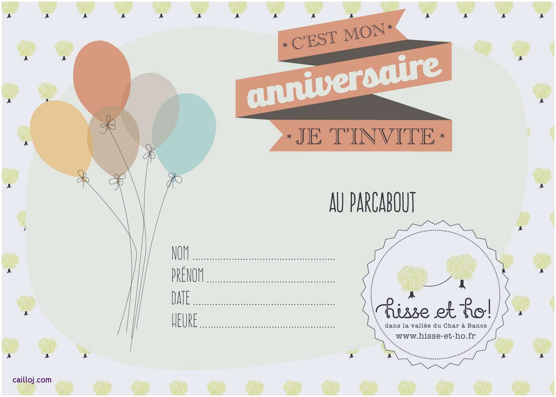 Carte invitation anniversaire 1 an gratuite à imprimer