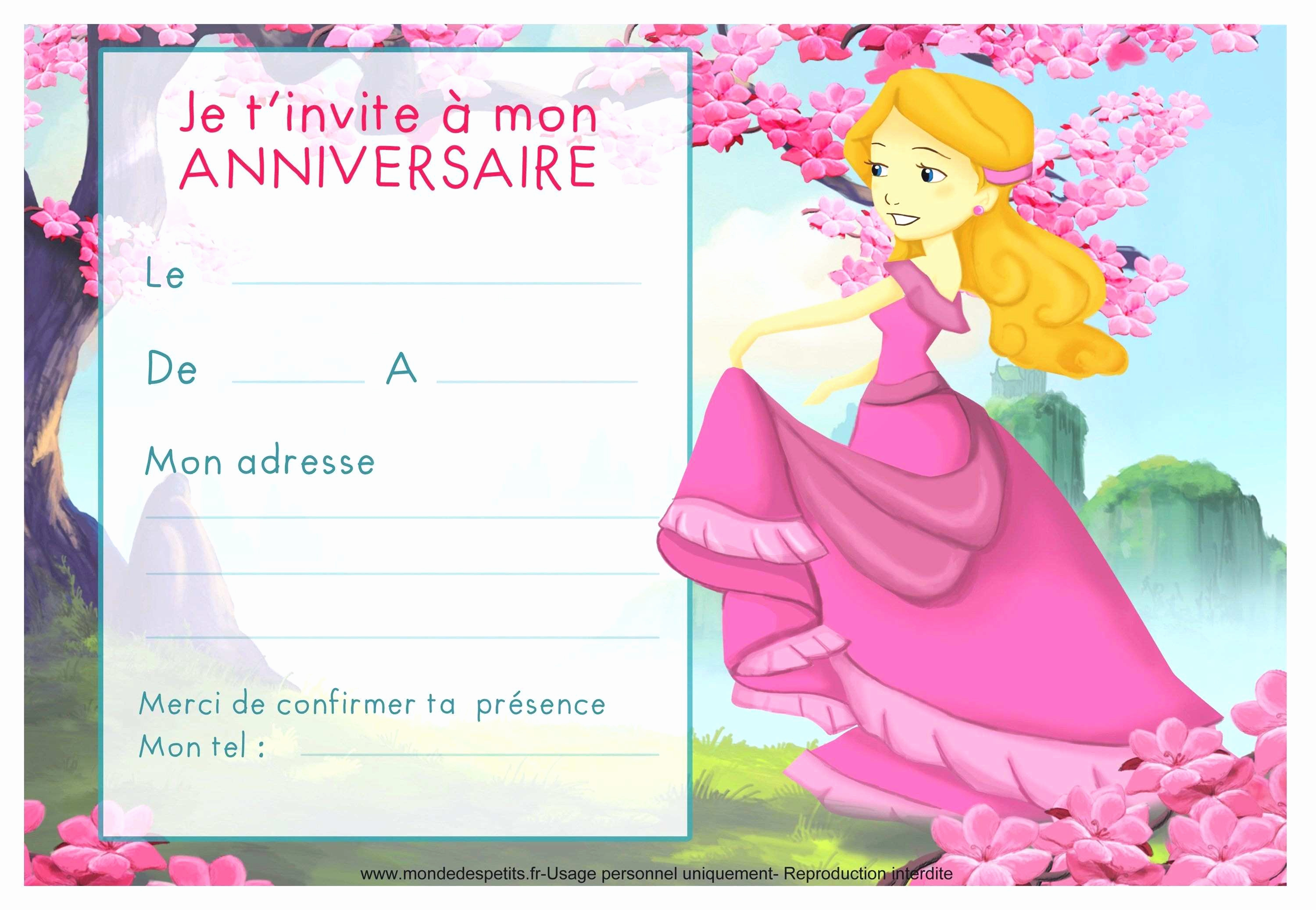 Carte d'invitation anniversaire 7 ans fille