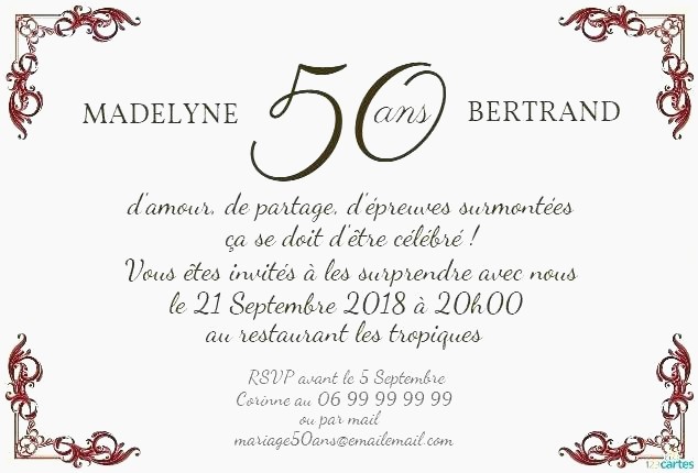 Texte invitations anniversaire 50 ans