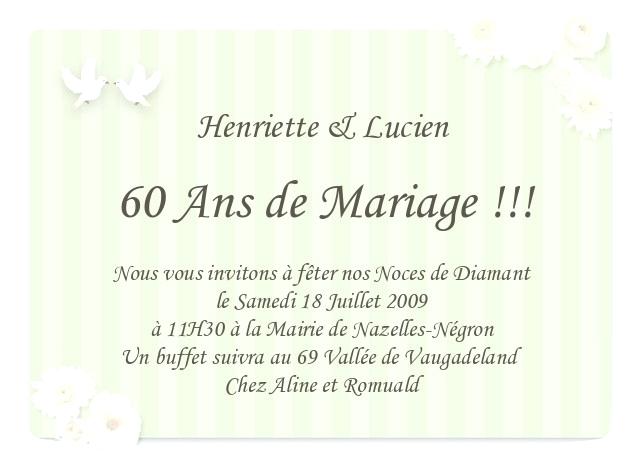 Texte carte anniversaire mariage 60 ans