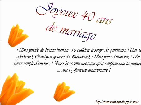 Texte carte d'invitation anniversaire mariage