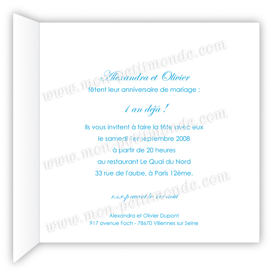 Texte carte anniversaire de mariage 1 an