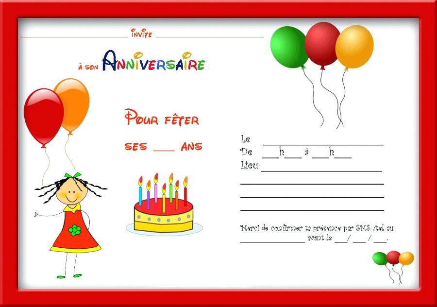 Carte invitation anniversaire 6 ans fille